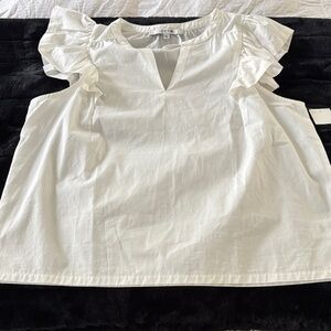 Joe's Jeans White Ruffle Sleeve Cotton Camisole